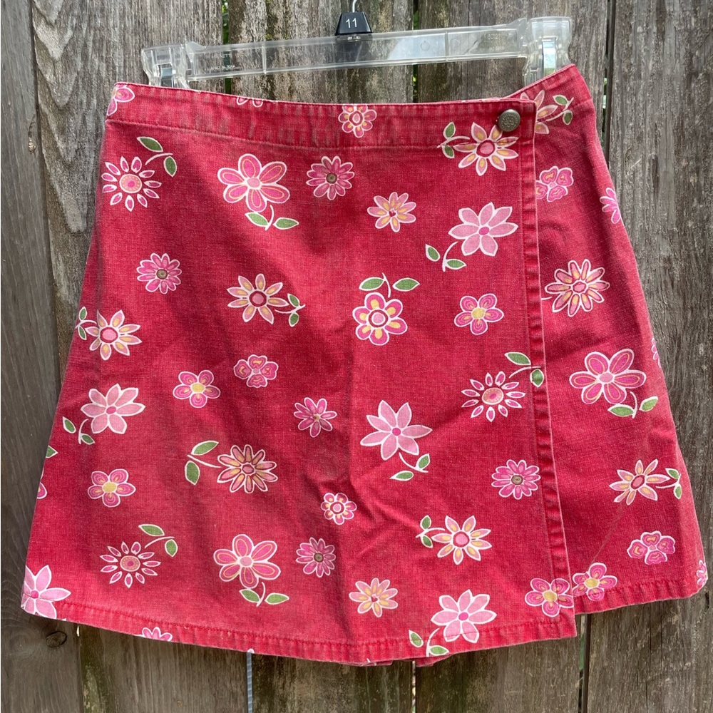 Vintage 90s Old Navy Red Floral Skort